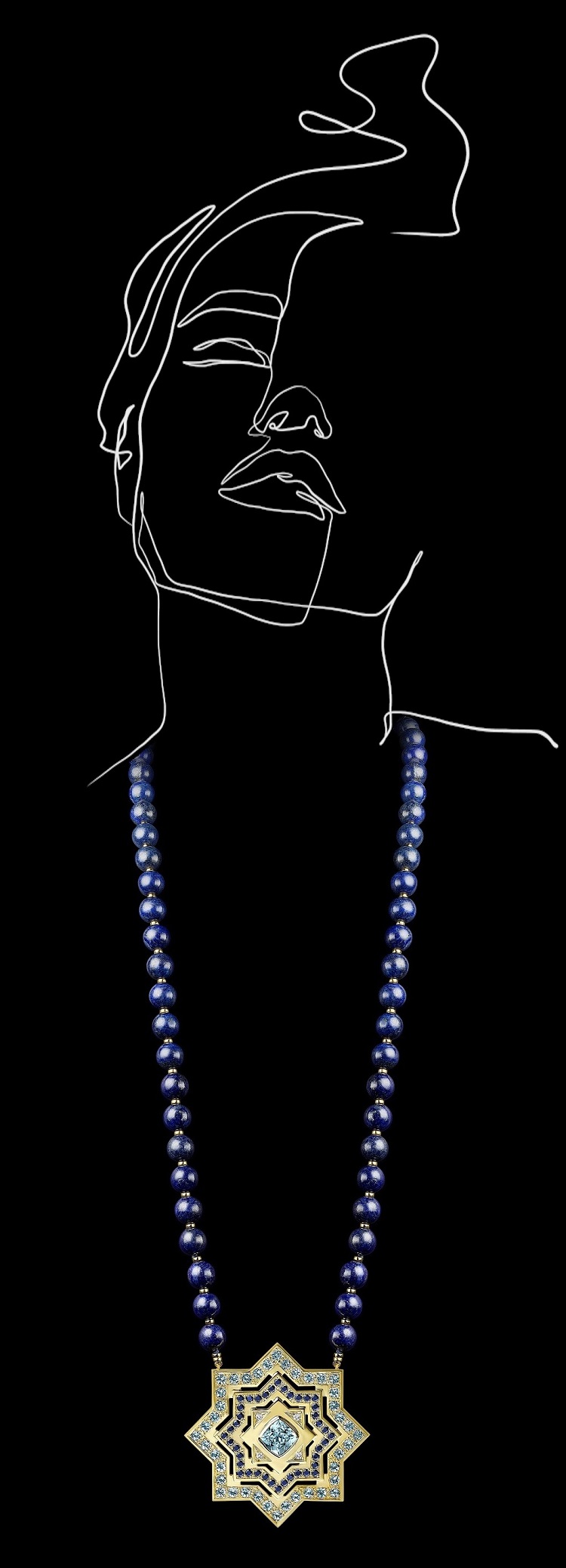 arabian star necklace size illustration