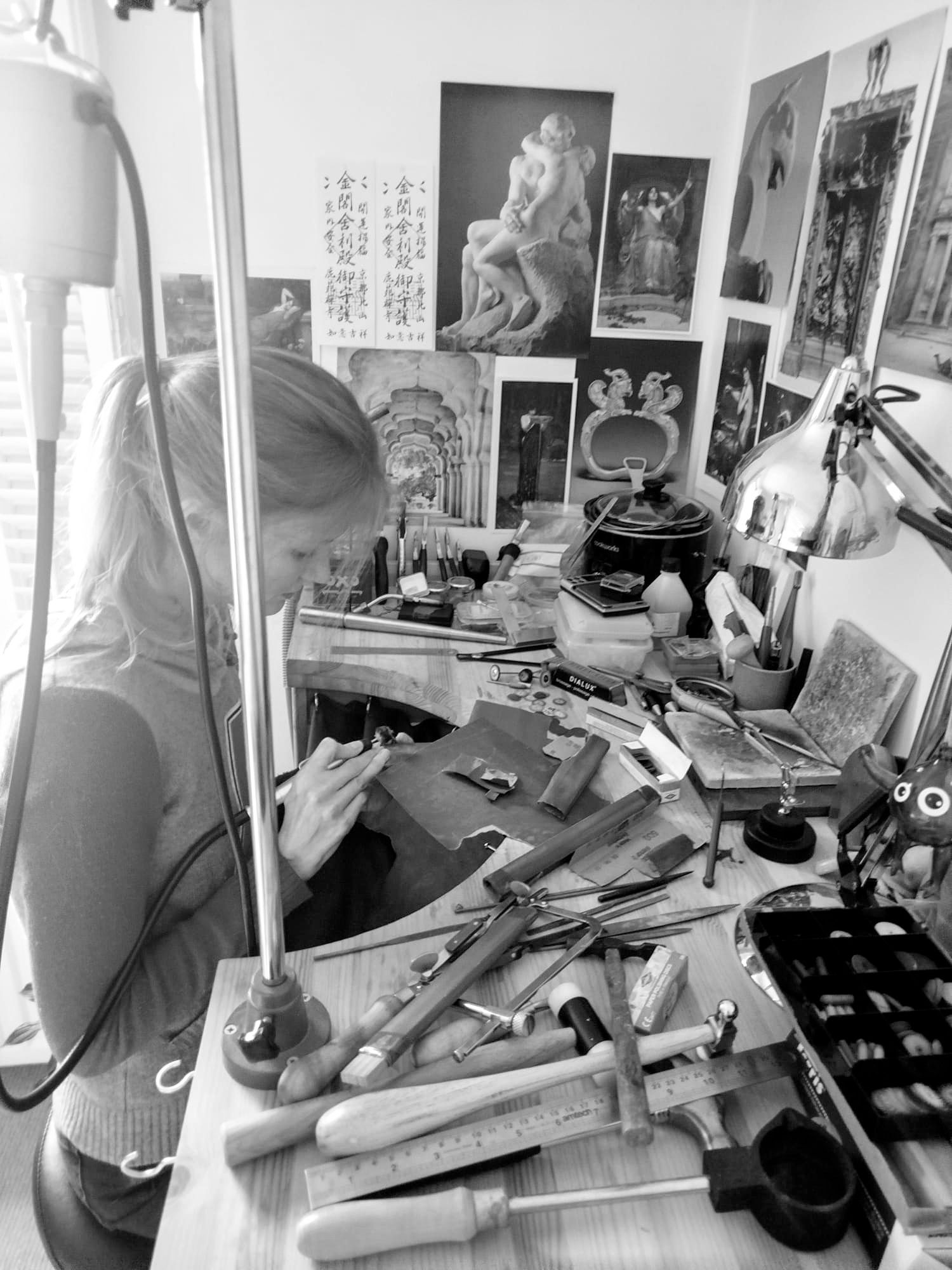 Louisa Westwood at workbench